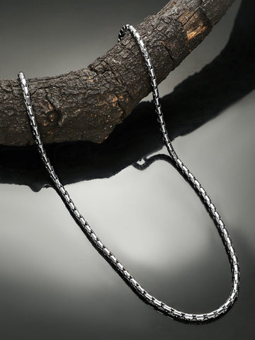 Rubans Silver-Plated Box Chain Necklace for Men â€“ Sturdy & Bold Statement Piece Necklace and Chains