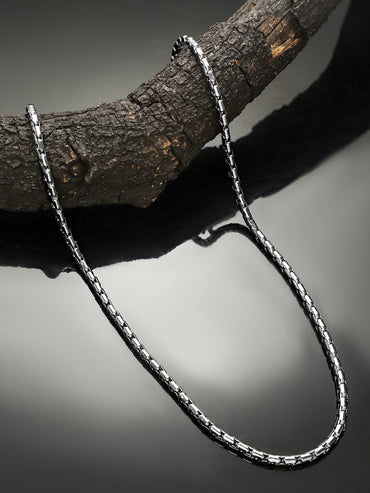 Rubans Silver-Plated Box Chain Necklace for Men â€“ Sturdy & Bold Statement Piece Necklace and Chains