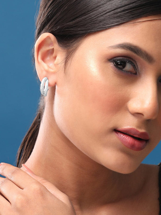 Rubans Silver-Plated Circular Hoop Earrings Earrings