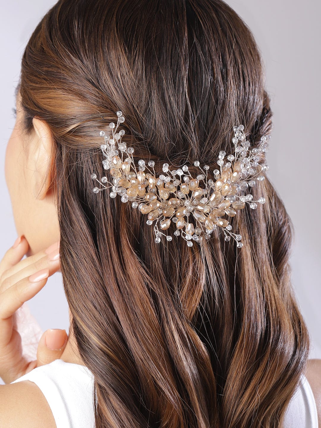 Rubans Silver Plated Crystal Studded Tiara Hair Accessories