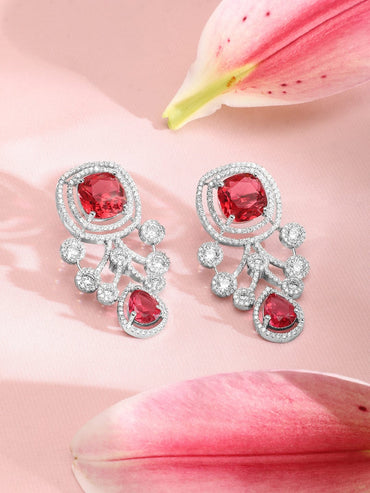 Rubans Silver-Plated Cubic Zirconia Studded Premium Jewellery Set Jewellery Set