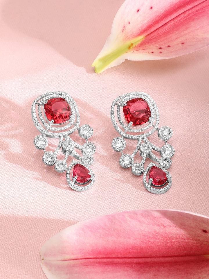 Rubans Silver-Plated Cubic Zirconia Studded Premium Jewellery Set Jewellery Set