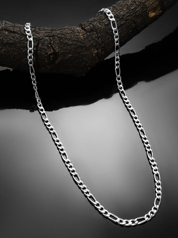 Rubans Silver-Plated Figaro Chunky Necklace for Men â€“ Bold & Stylish Statement Piece Necklace and Chains