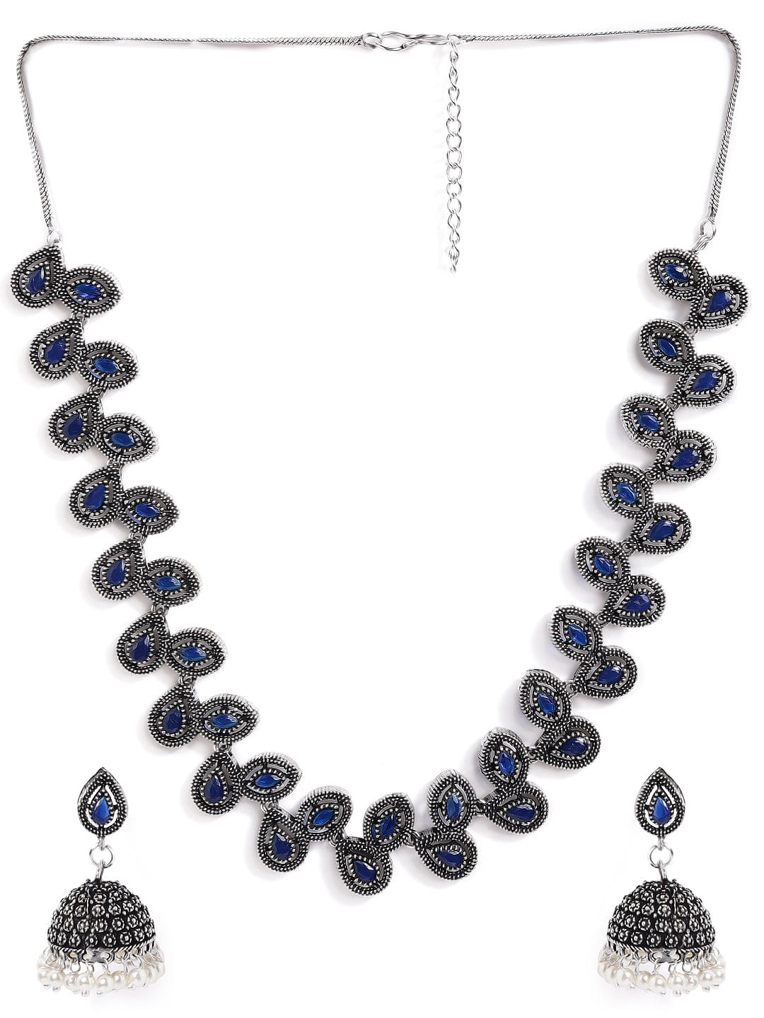 Cotton Dori Necklace  Earrings Set Sky Blue  TrishaStorecom