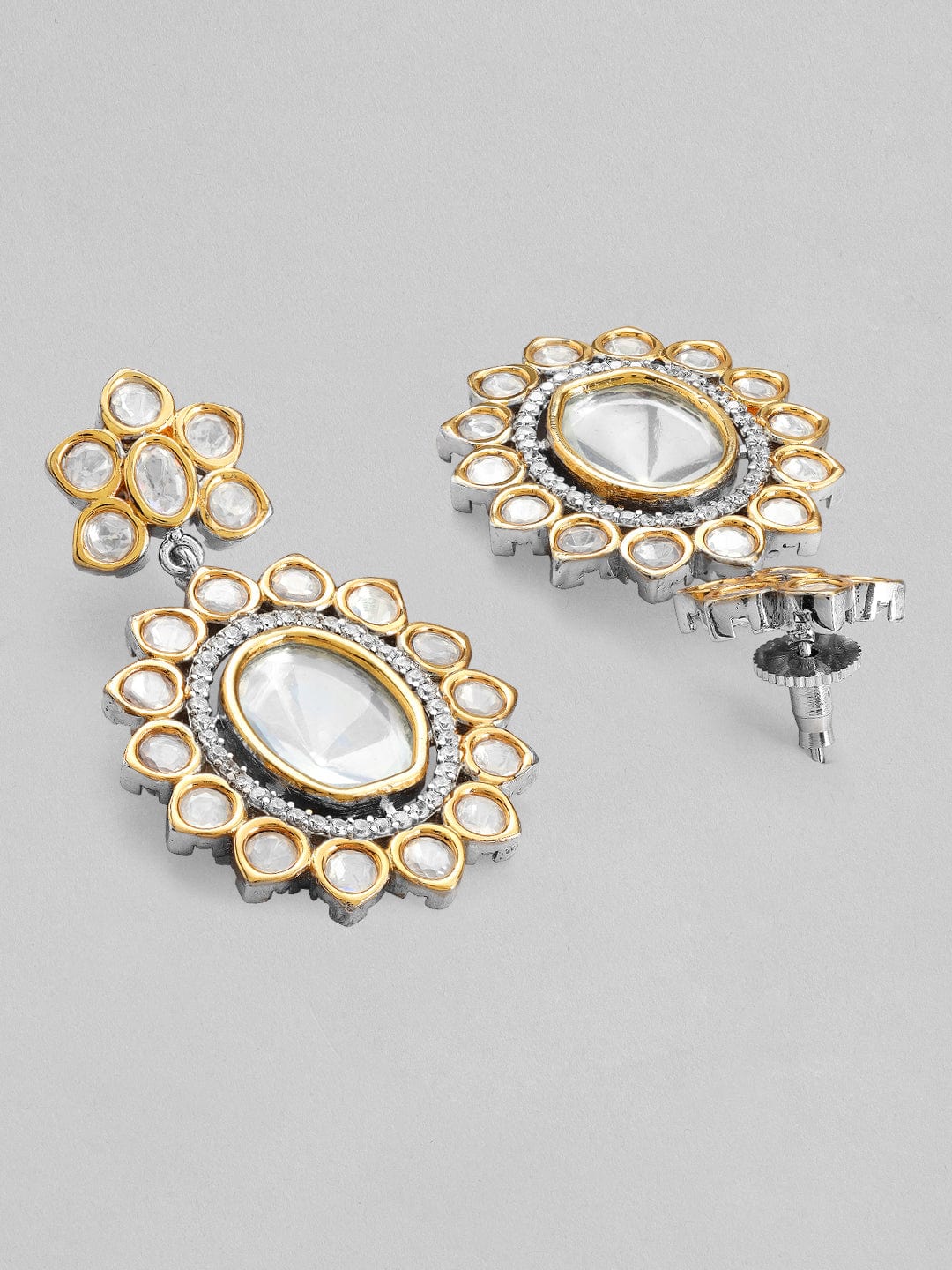 Rubans Silver Plated Kundan Polki Necklace Set With Beautiful Design Necklace Set