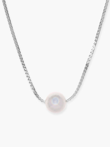 Rubans Silver-Plated Minimalist Single Pearl Pendant Necklace with Sleek Chain Necklace & Chains