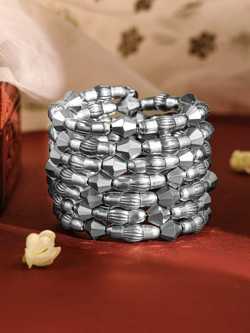 Rubans Silver Plated Multi-Layered Statement Bracelet Wristwear