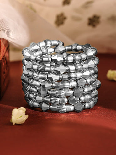 Rubans Silver Plated Multi-Layered Statement Bracelet Wristwear