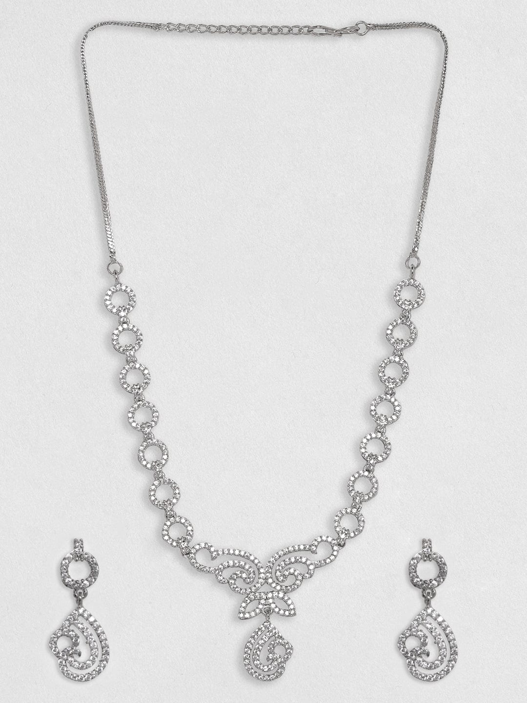 Rubans Silver Plated Necklace Set With Beautiful Design Necklace Set