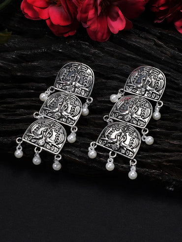 Rubans Silver-Plated Peacock Shaped Drop Earrings Earrings