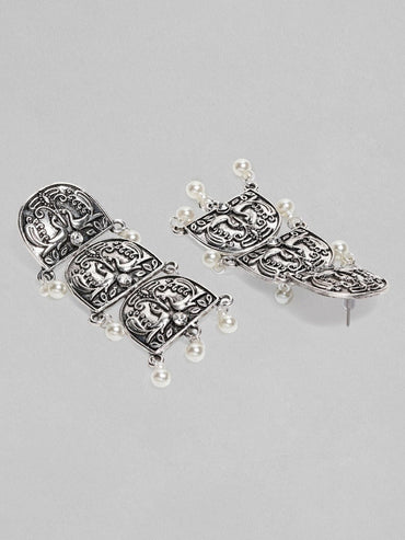 Rubans Silver-Plated Peacock Shaped Drop Earrings Earrings