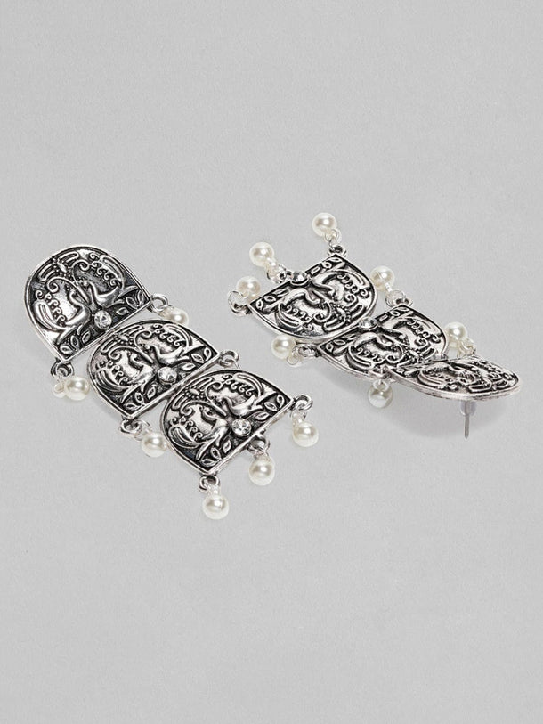 Rubans Silver-Plated Peacock Shaped Drop Earrings Earrings