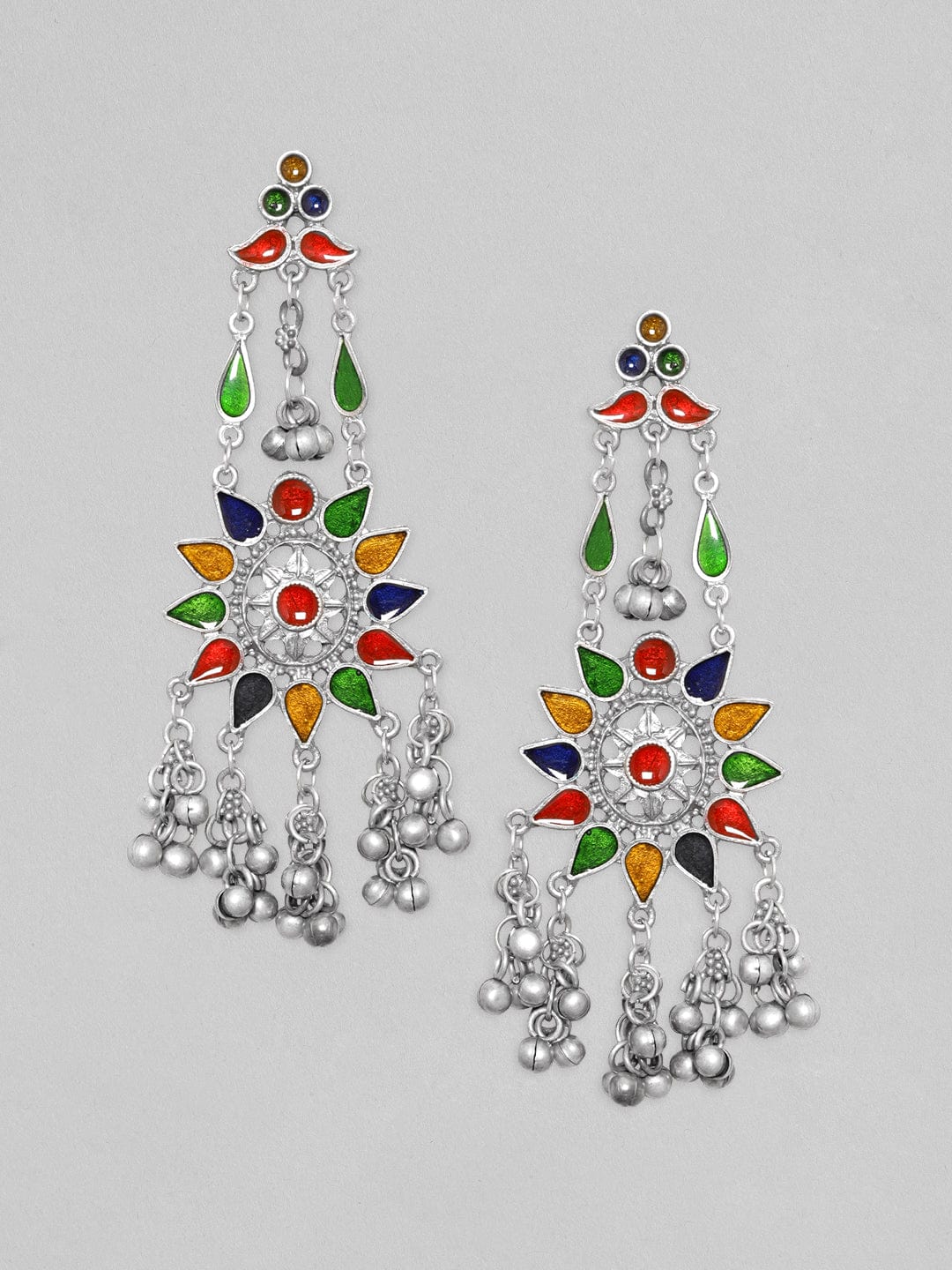 Rubans Silver-Plated Star Shaped Enamelled Drop Earrings Earrings