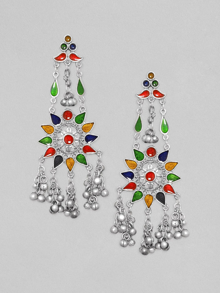 Rubans Silver-Plated Star Shaped Enamelled Drop Earrings Earrings