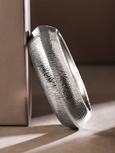 Rubans Silver-Plated Textured Bangle â€“ Bold & Contemporary Statement Jewelry Wristwear