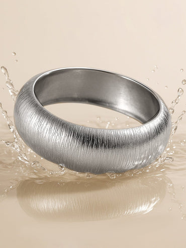 Rubans Silver-Plated Textured Bangle â€“ Bold & Contemporary Statement Jewelry Bangles & Bracelet
