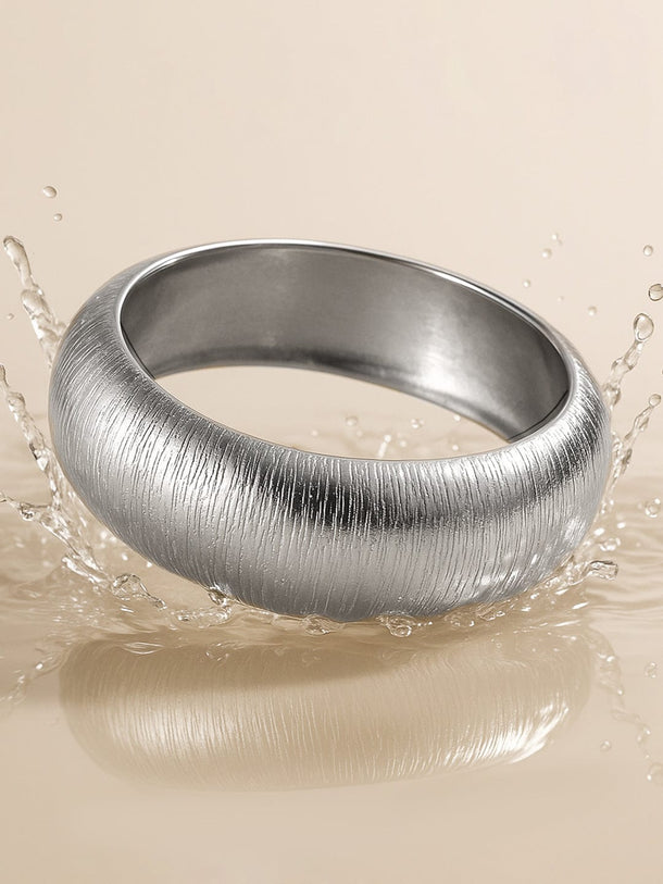 Rubans Silver-Plated Textured Bangle â€“ Bold & Contemporary Statement Jewelry Bangles & Bracelet