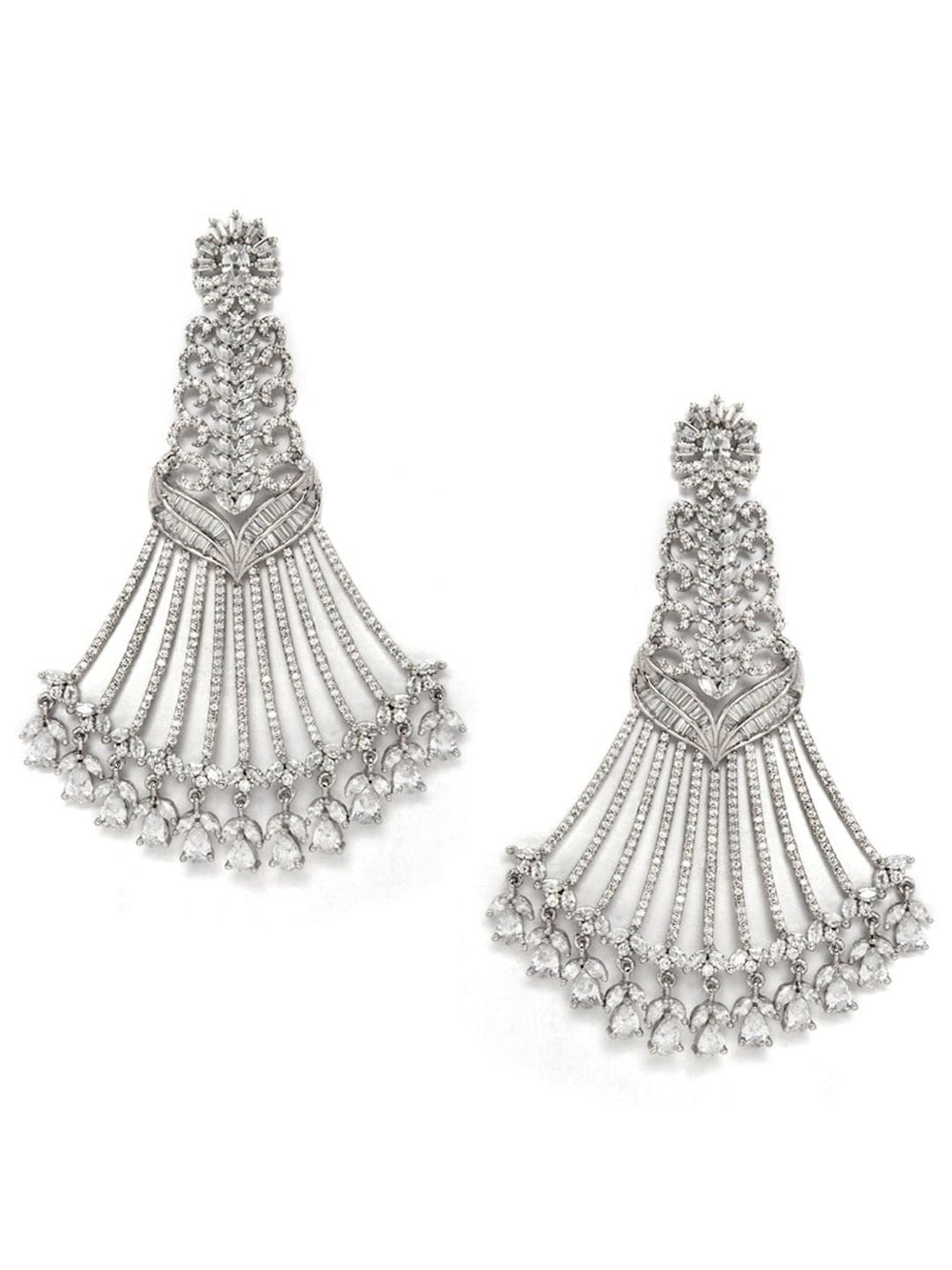 Rubans Silver-Plated  White Triangular Drop Earrings Earrings