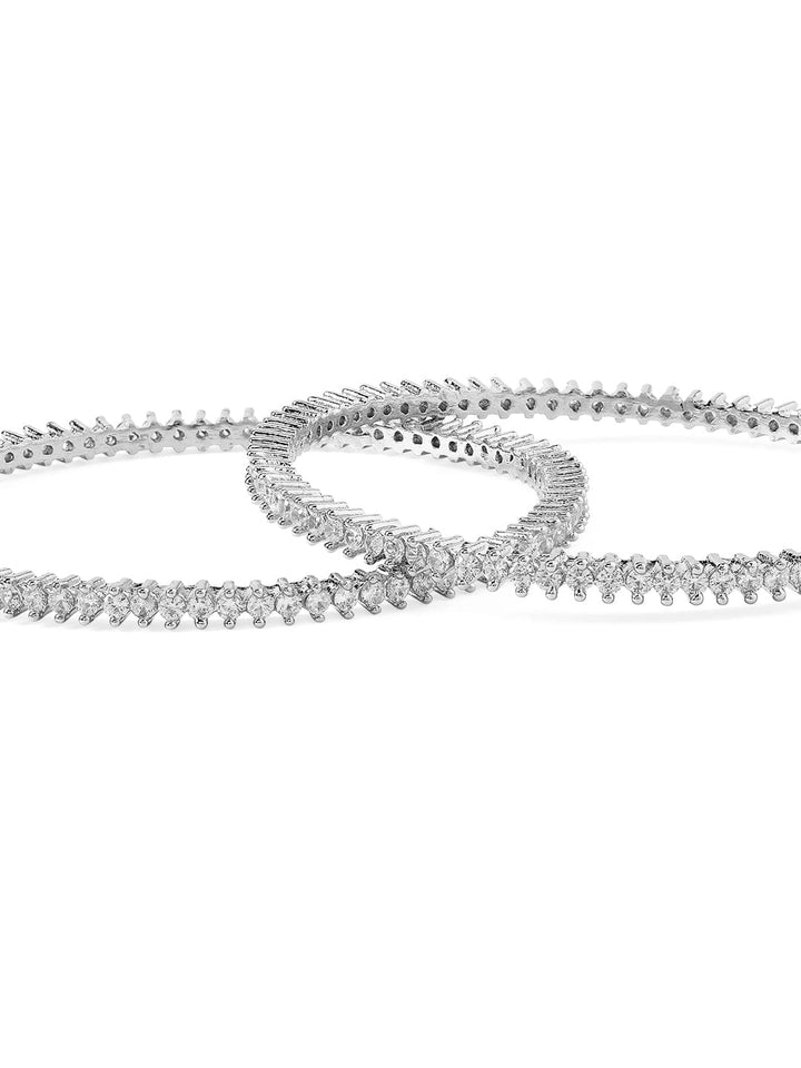 Rubans Silver Plated Zircon Stone Studded Set of 2 Bangles Bangles & Bracelets