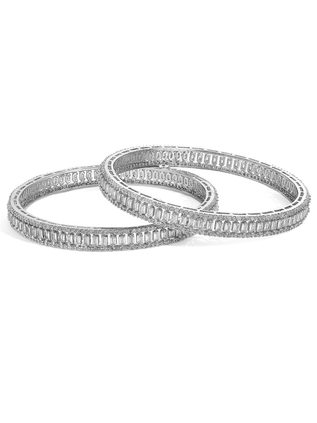 Rubans Silver Plated Zirconia Stone Studded Set of 2 Bangles. Bangles & Bracelets