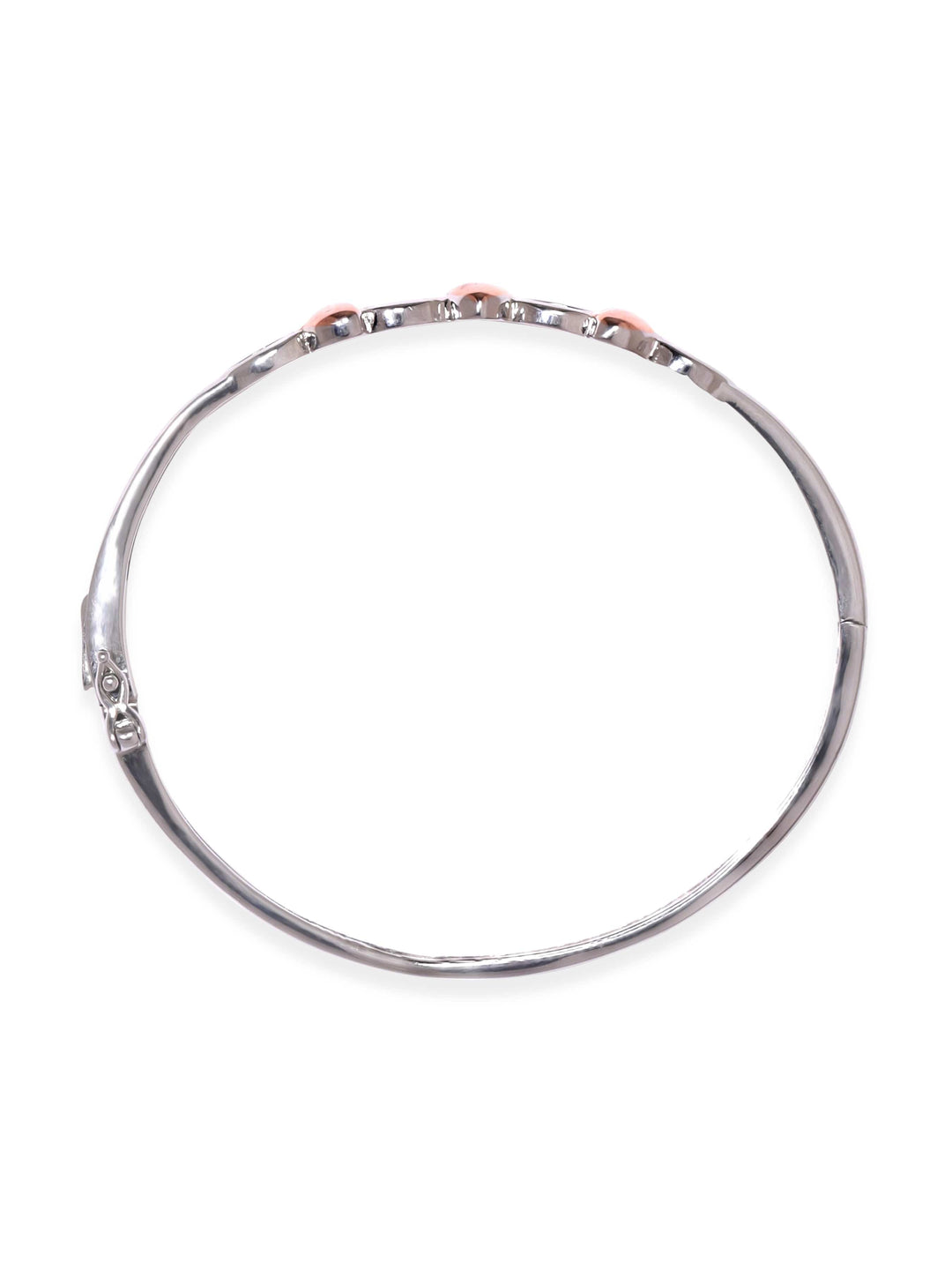 Rubans Silver Rhodium Plated 925 Sterling Silver & Rose Gold Heart Detail Minimal Bracelet Bangles & Bracelets