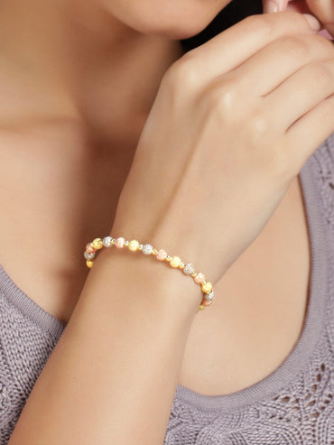 Rubans Silver Rhodium Plated 925 Sterling Silver Rose Gold Textured Detailed Bracelet Bangles & Bracelets