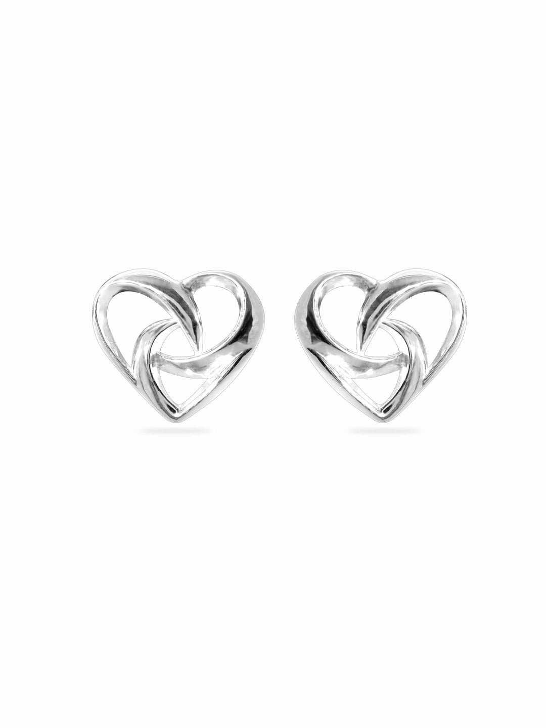 Rubans Silver Rhodium-Plated Heart Shaped Studs Earrings Earrings