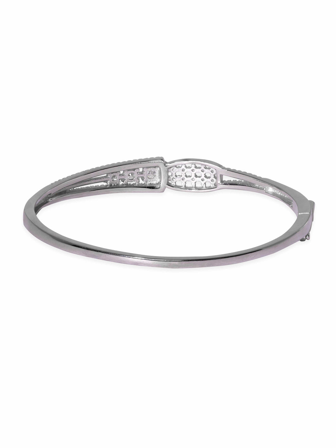Rubans Silver Rhodium Plated Zirconia Studded Elegant Bracelet Bangles & Bracelets