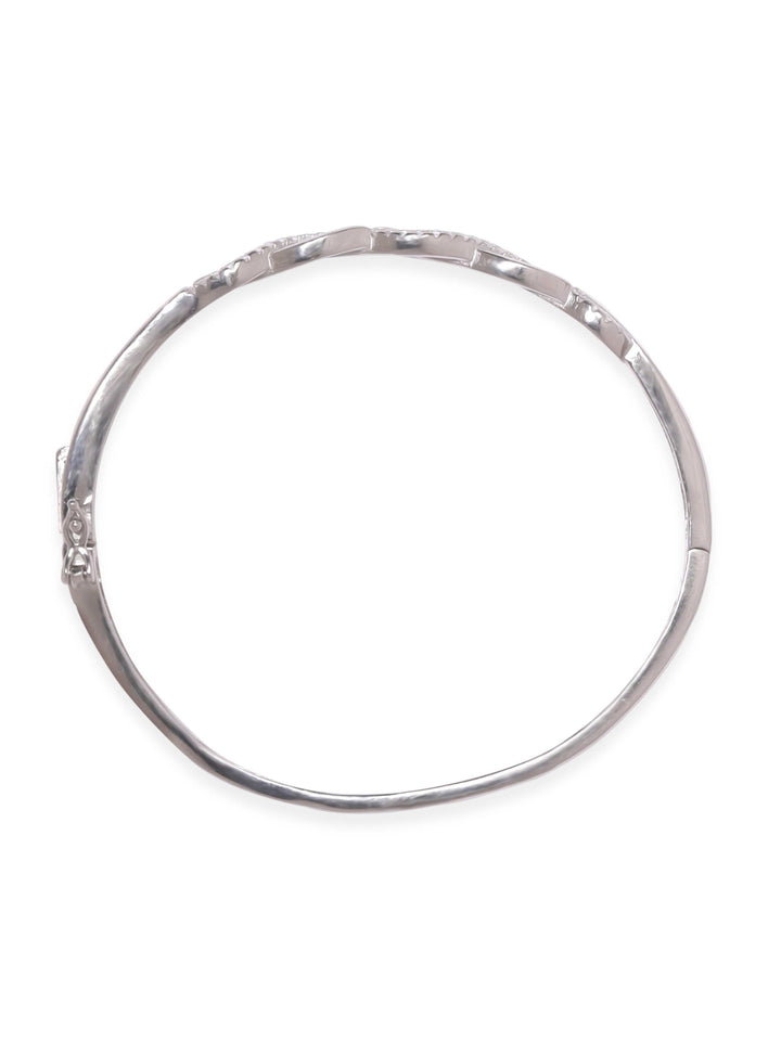 Rubans Silver Rhodium Plated Zirconia Studded Minimal Bracelet Bangles & Bracelets