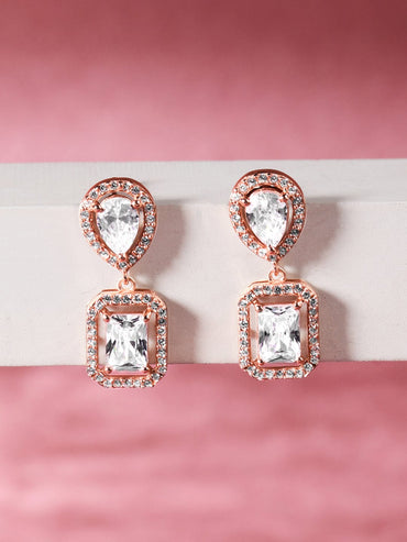 Rubans Silver Rose Gold Plated Contemporary Jhumkas Earrings Earrings