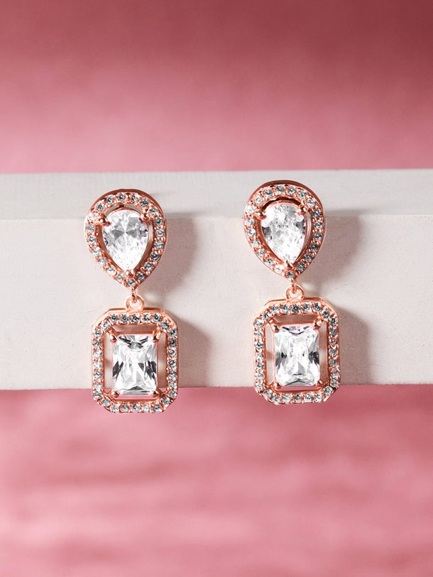 Rubans Silver Rose Gold Plated Contemporary Jhumkas Earrings Earrings