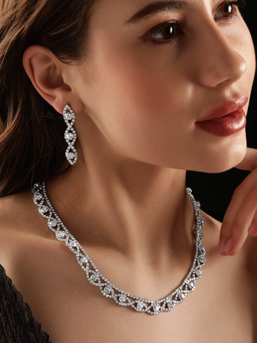 Rubans Silver Sagebrush Symphony Western Necklace Set Jewellery Sets
