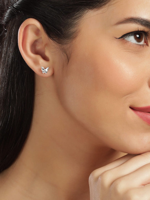 Rubans Silver Silver-Toned Contemporary Studs Earrings Earrings