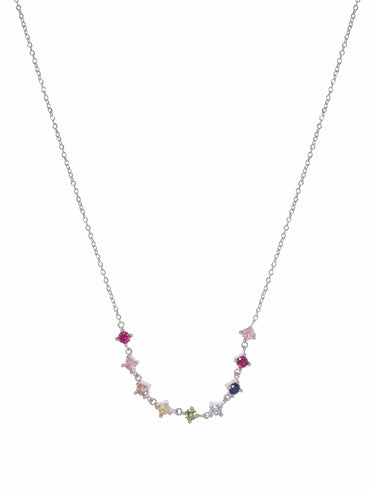 Rubans Silver Silver-Toned  Pink Sterling Silver Rhodium-Plated Handcrafted Chain Necklace