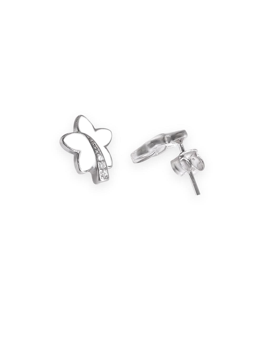 Rubans Silver Sterling Silver Leaf Pattern Stud Earrings Earrings