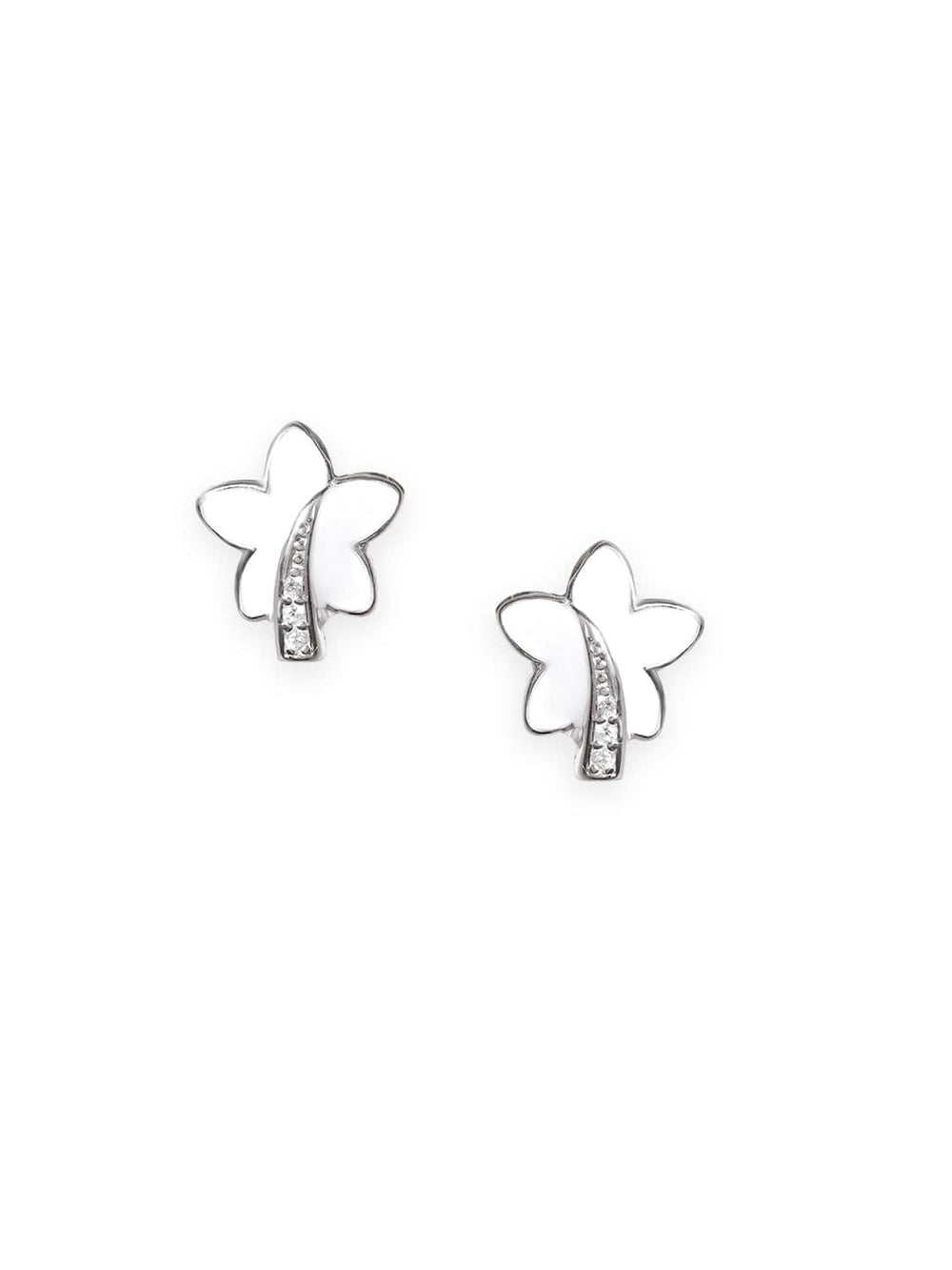Rubans Silver Sterling Silver Leaf Pattern Stud Earrings Earrings