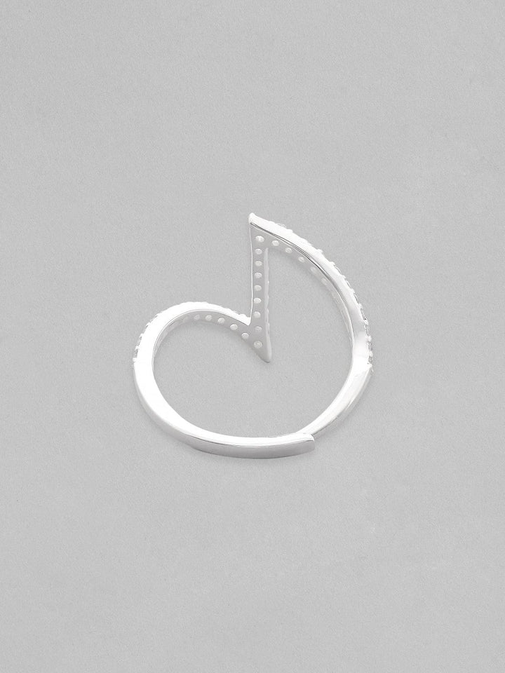 Rubans Silver Stunning Silver Tone Zirconia Adjustable Ring Rings