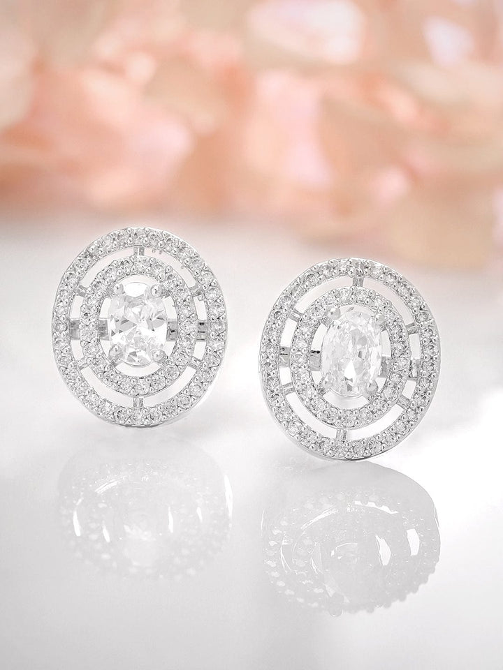 Rubans Silver-Toned Circular Studs Earrings Earrings