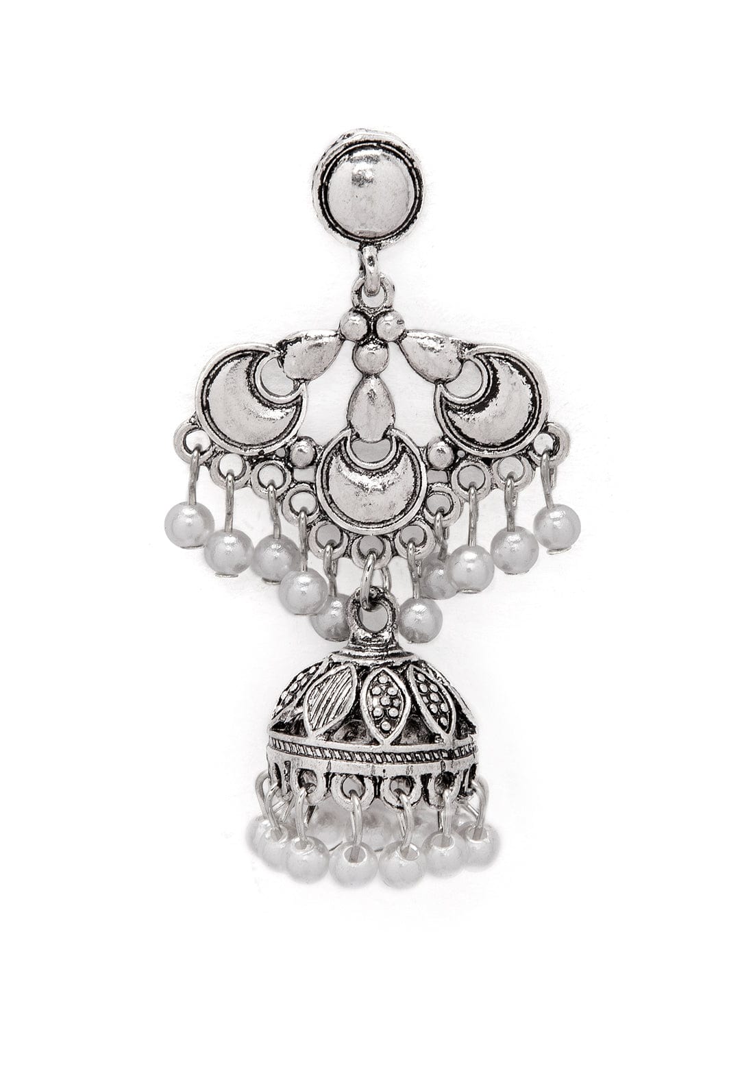 Rubans Silver-Toned Dome Shaped Jhumkas Earrings Earrings