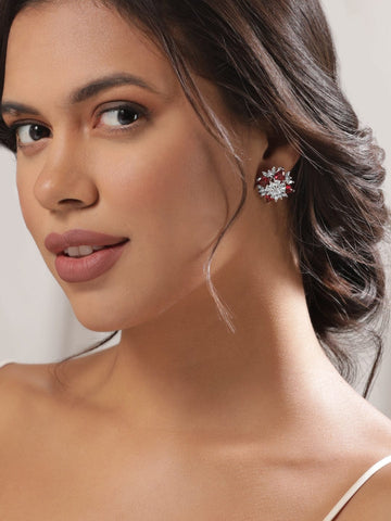 Rubans Silver-Toned Geometric Studs Earrings Earrings
