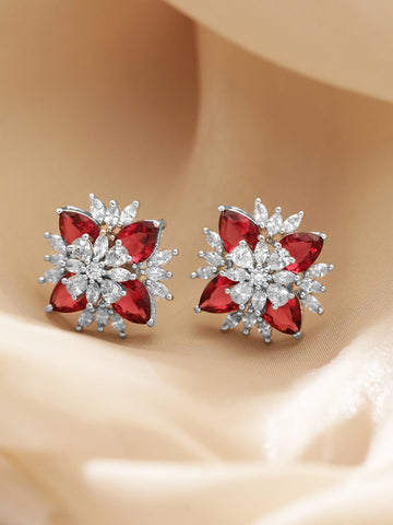 Rubans Silver-Toned Geometric Studs Earrings Earrings