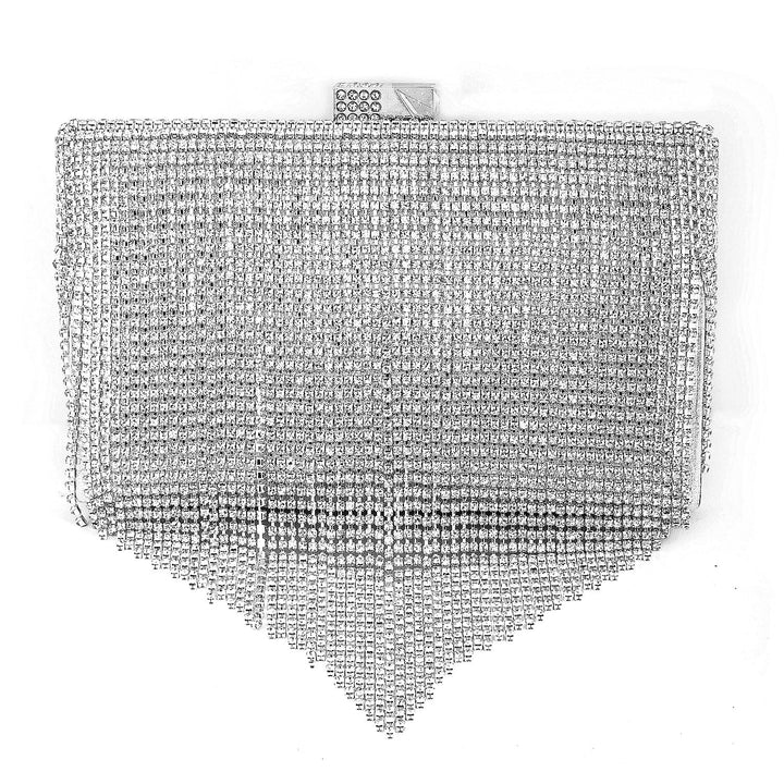 Rubans Silver-Toned Shimmery Cubic Zirconia Layering  Embellished Clutch Clutches