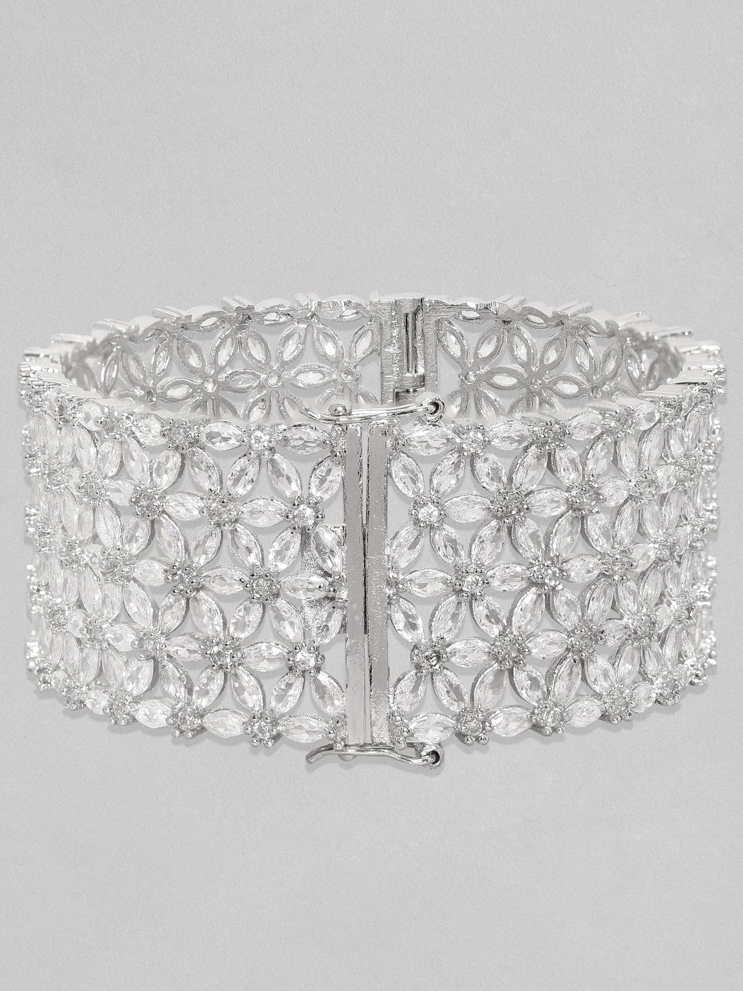 Rubans Silver toned Zircon Studded Bracelet Bangles & Bracelets