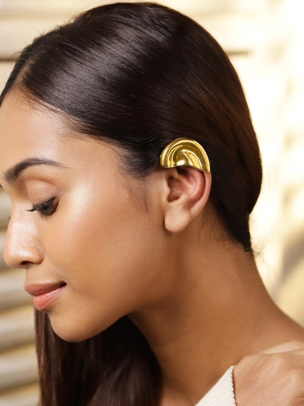 Rubans Sleek 22K Gold Plated Sculpted Earcuff Earcuff