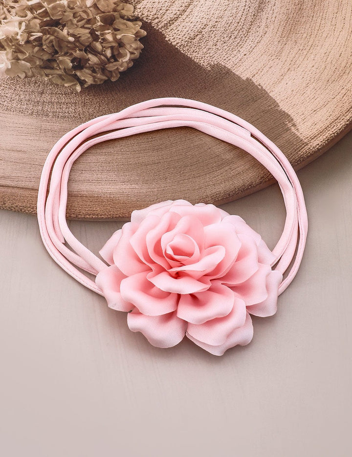 Rubans Soft Pink Satin Rose Choker Necklace - Elegant Statement Piece For Stylish Occasion Choker set