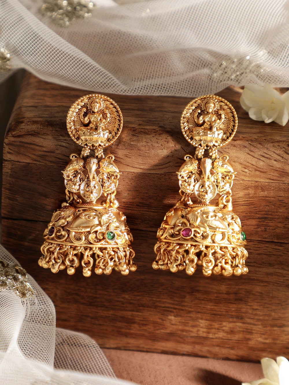 Rubans Spiritual Aura 22k Gold-Plated Divine Temple Jhumka Earrings Earrings