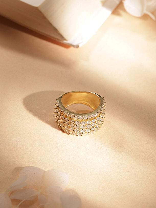 Rubans Stylish 22K Gold Plated Premium Quality Cubic Zirconia Studded  Finger Ring Rings