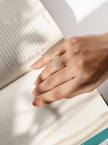 Rubans Stylish 22K Gold Plated Premium Quality Cubic Zirconia Studded  Finger Ring Rings