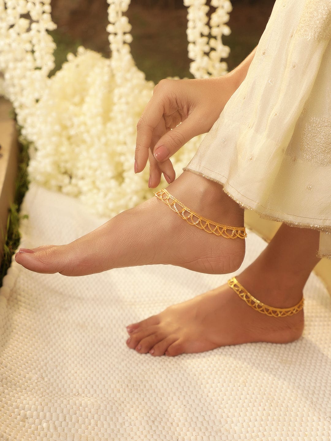 Rubans Sunlit Splendor 22K Gold-Plated Linked Chain Anklet Anklet