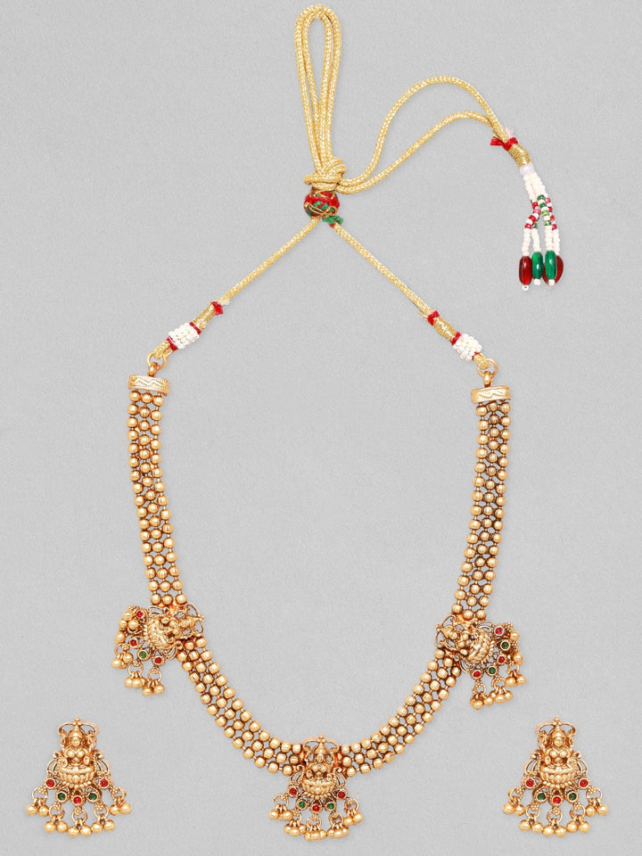 Rubans Temple Motif 18K Gold Plated Necklace Set Necklace Set